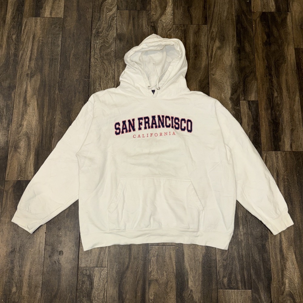 San Francisco California Fleece Hoodie Men's Size XL White Collegiate Varsity